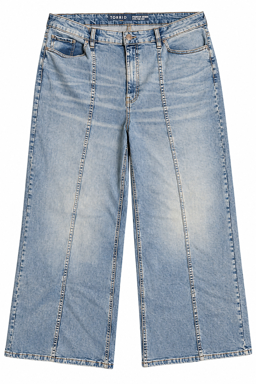 Torrid High Rise Baggy Wide Leg Jeans Size 22R Light Wash Stretch Plus Size